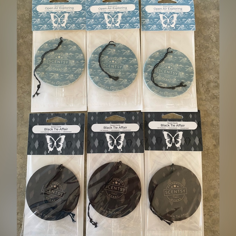 6 Scentsy Scent Circles (3)Black Tie Affair & (3) Open Air Exploring